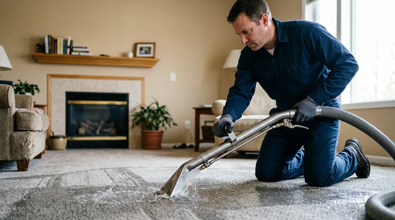 Water damage restoration technician working near Laotto, IN